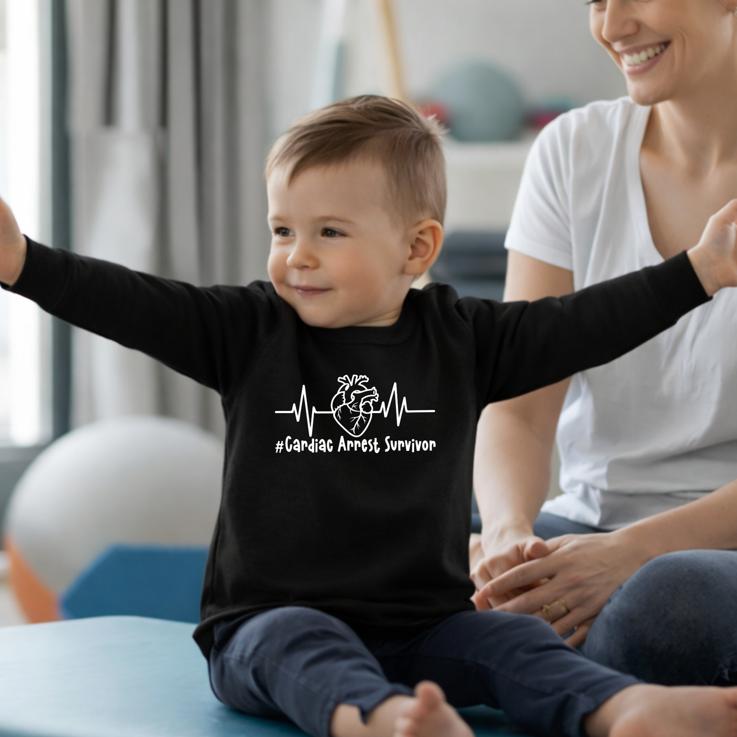 Cardiac Arrest Survivor CHD Awareness Sweatshirt | Heart Warrior-Kids