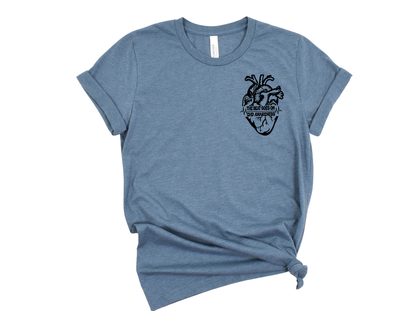 CHD Graphic Tee – Human Heart -The Beat Goes On Awareness Shirt | Celebrate Strength & Resilience in Comfort-For Heart Moms-CHD Families and Supporters-Cardiac Healthcare Workers