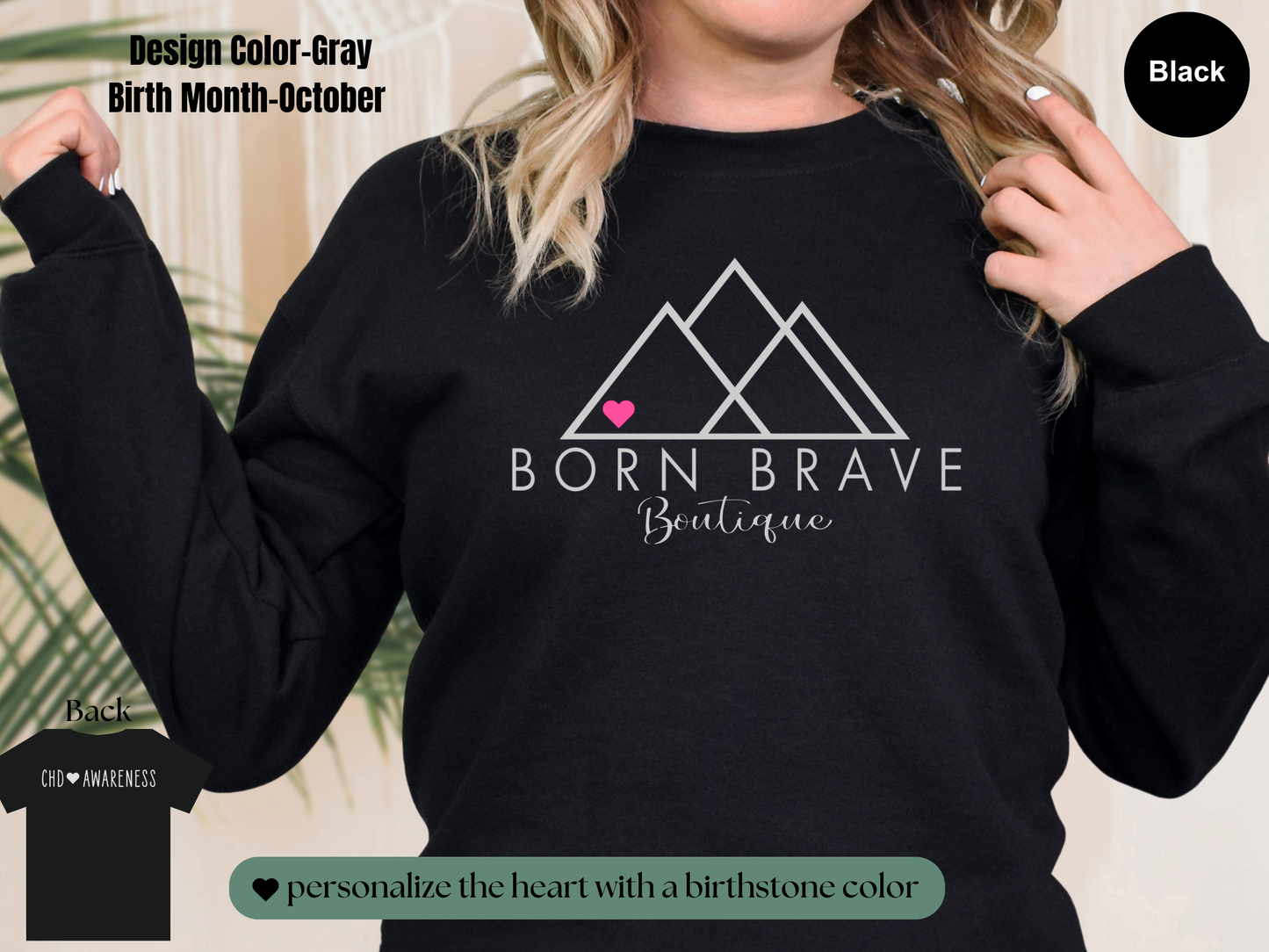 Born Brave Boutique Logo Sweatshirt – Personalized Heart Color