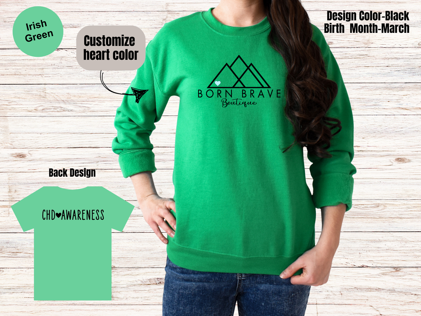 Born Brave Boutique Logo Sweatshirt – Personalized Heart Color