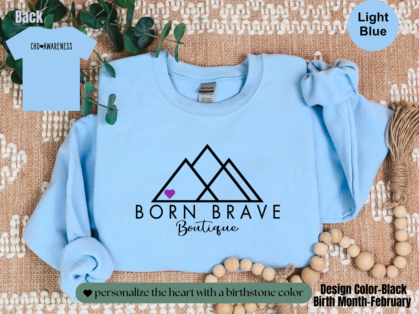 Born Brave Boutique Logo Sweatshirt – Personalized Heart Color