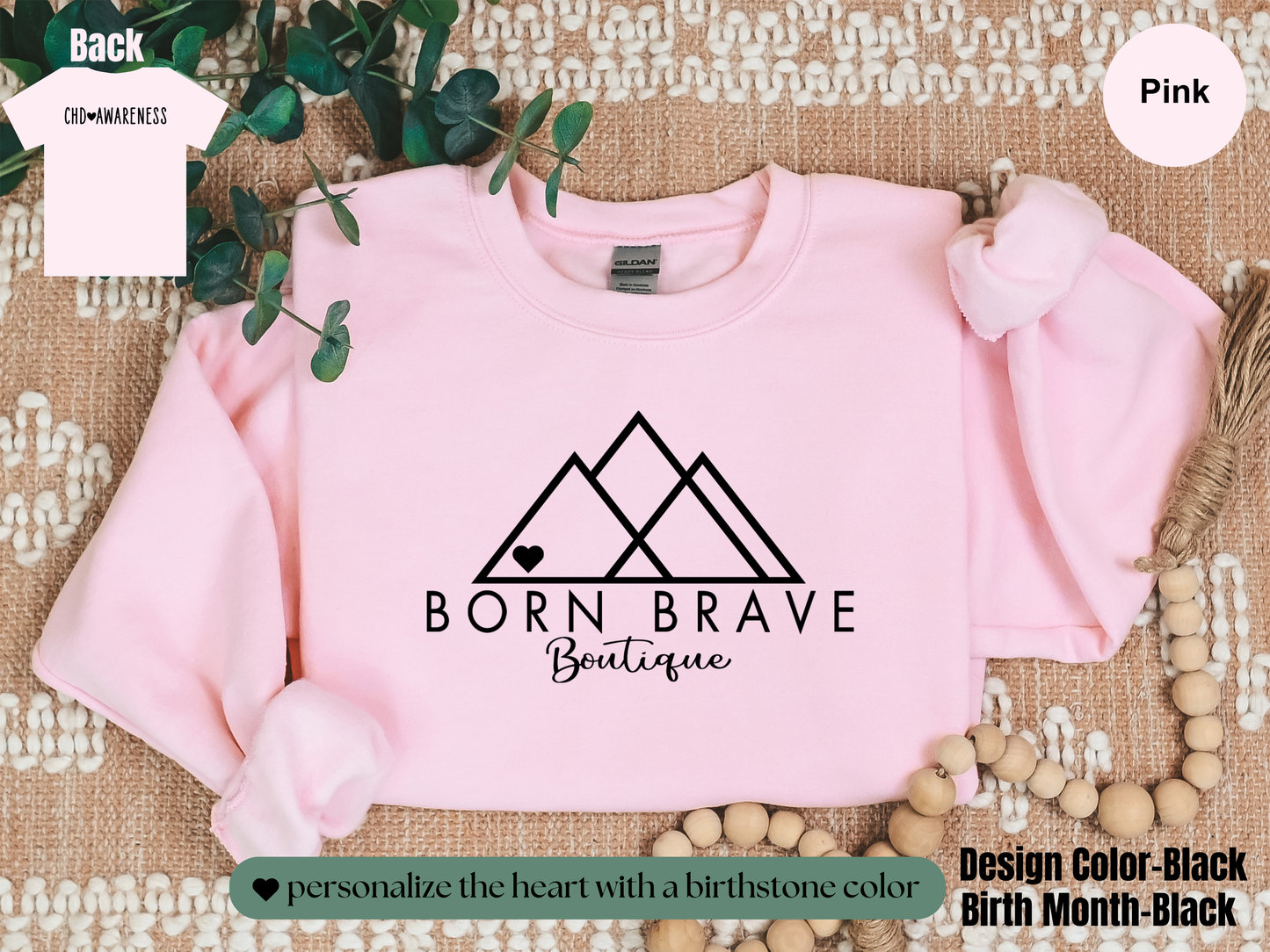 Born Brave Boutique Logo Sweatshirt – Personalized Heart Color