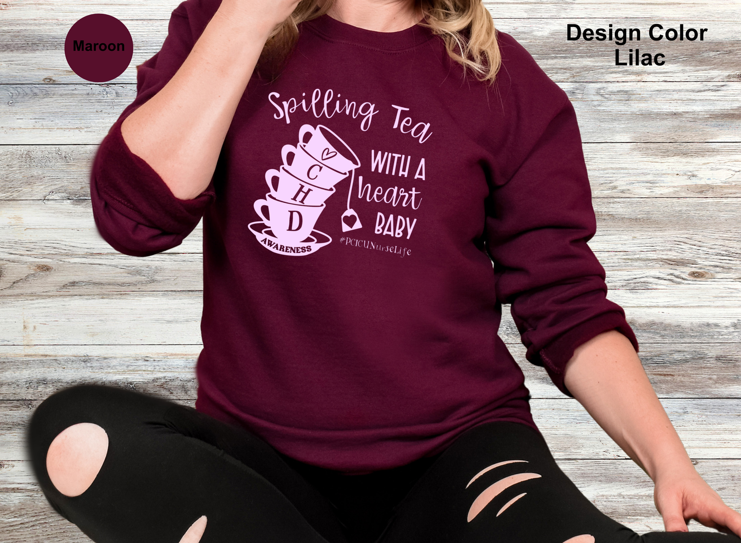 Spillin' Tea-CHD Awareness Sweatshirt