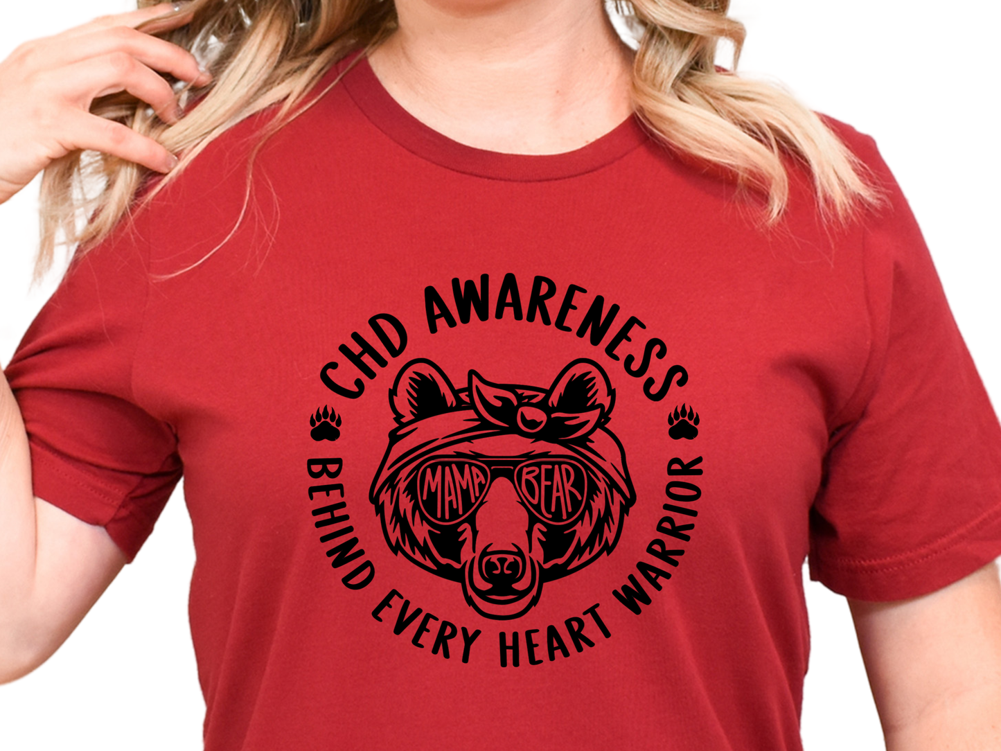 CHD Awareness Heart Mama Bear Tee – Bella Canvas T-Shirt for Heart Moms | Fierce Love + Connection for Every CHD Journey