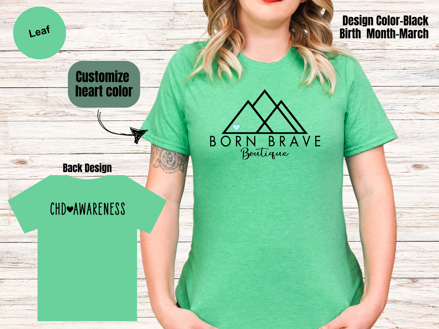 Born Brave Boutique Logo Tee – Personalized Heart Color