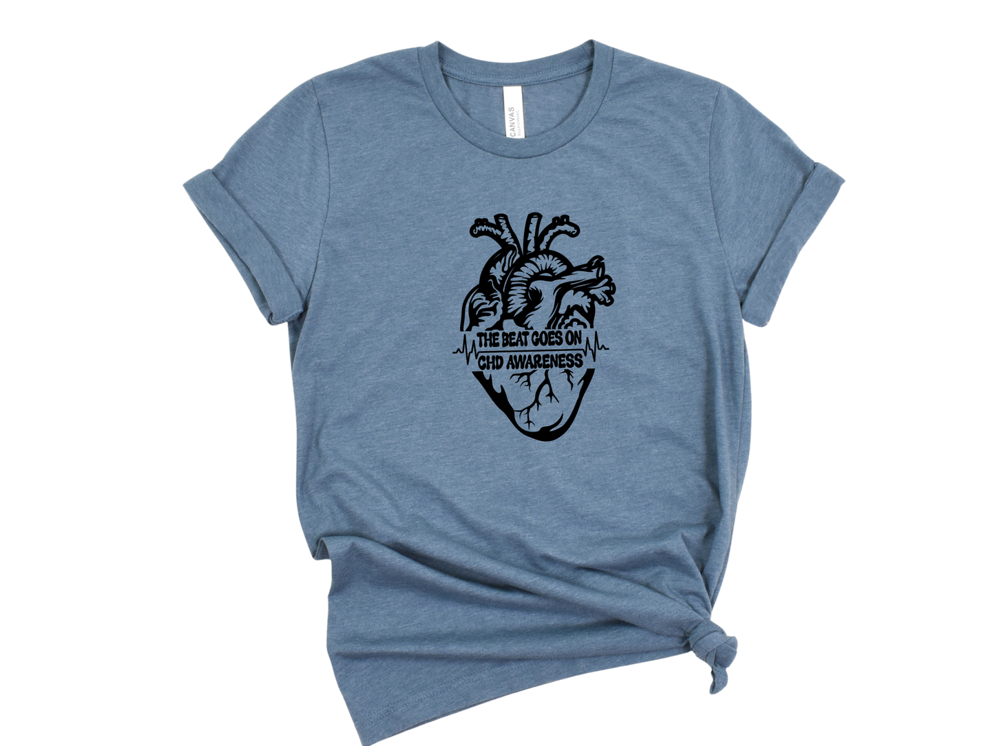 CHD Graphic Tee – Human Heart -The Beat Goes On Awareness Shirt | Celebrate Strength & Resilience in Comfort-For Heart Moms-CHD Families and Supporters-Cardiac Healthcare Workers