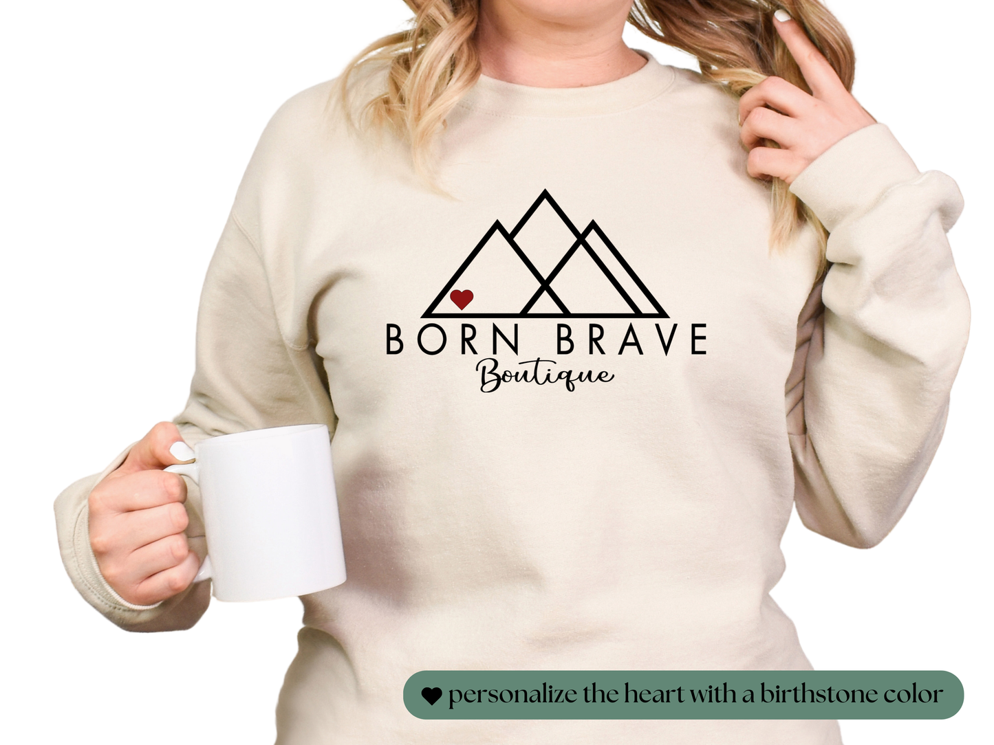 CHD Awareness Sweatshirt – Cozy Gildan Crewneck | Born Brave Logo with Customizable Birthstone Heart