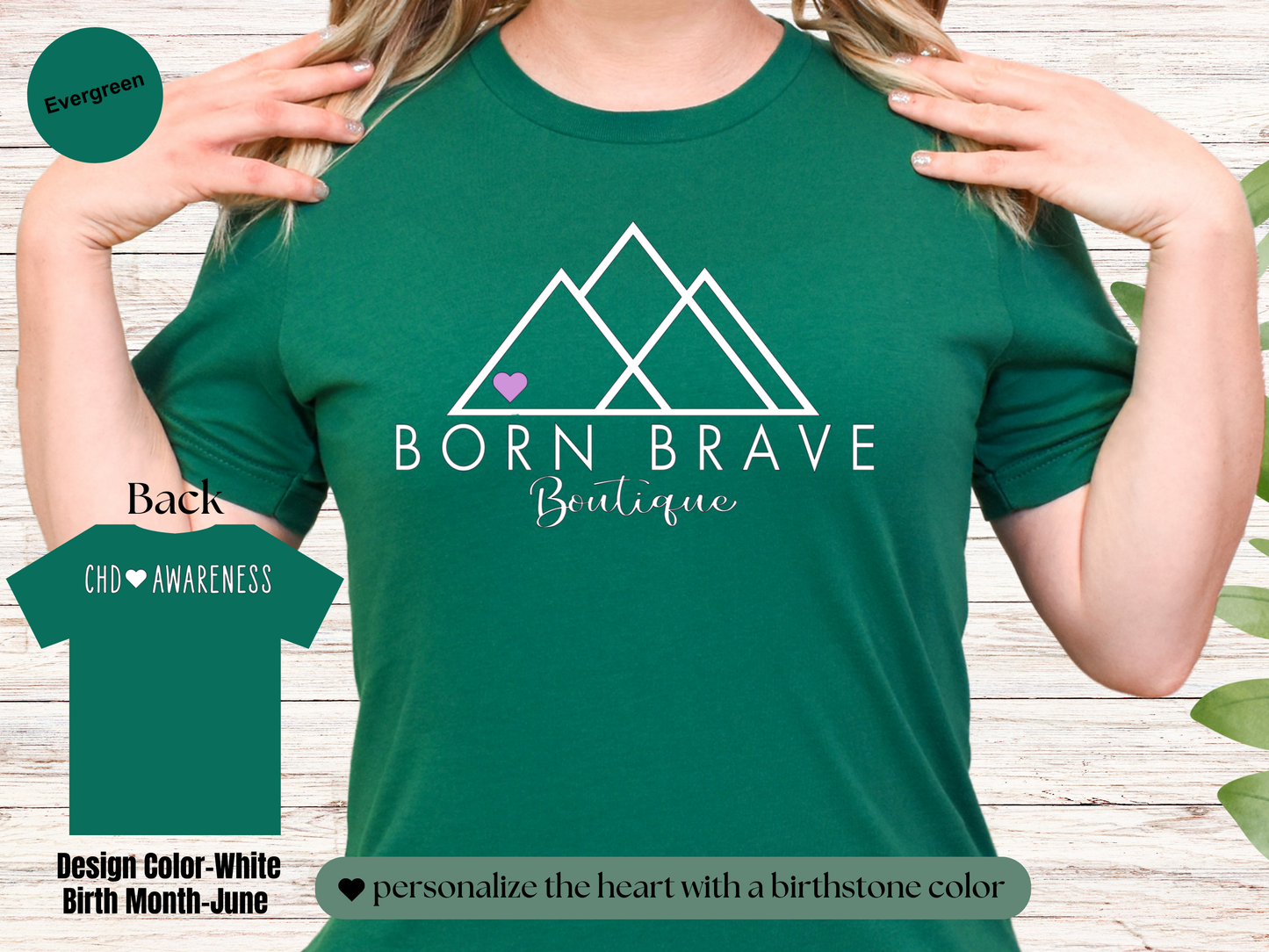 Born Brave Boutique Logo Tee – Personalized Heart Color