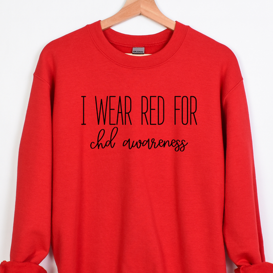 I Wear Red For CHD Awareness Sweatshirt – Gildan Crewneck for Grandpa