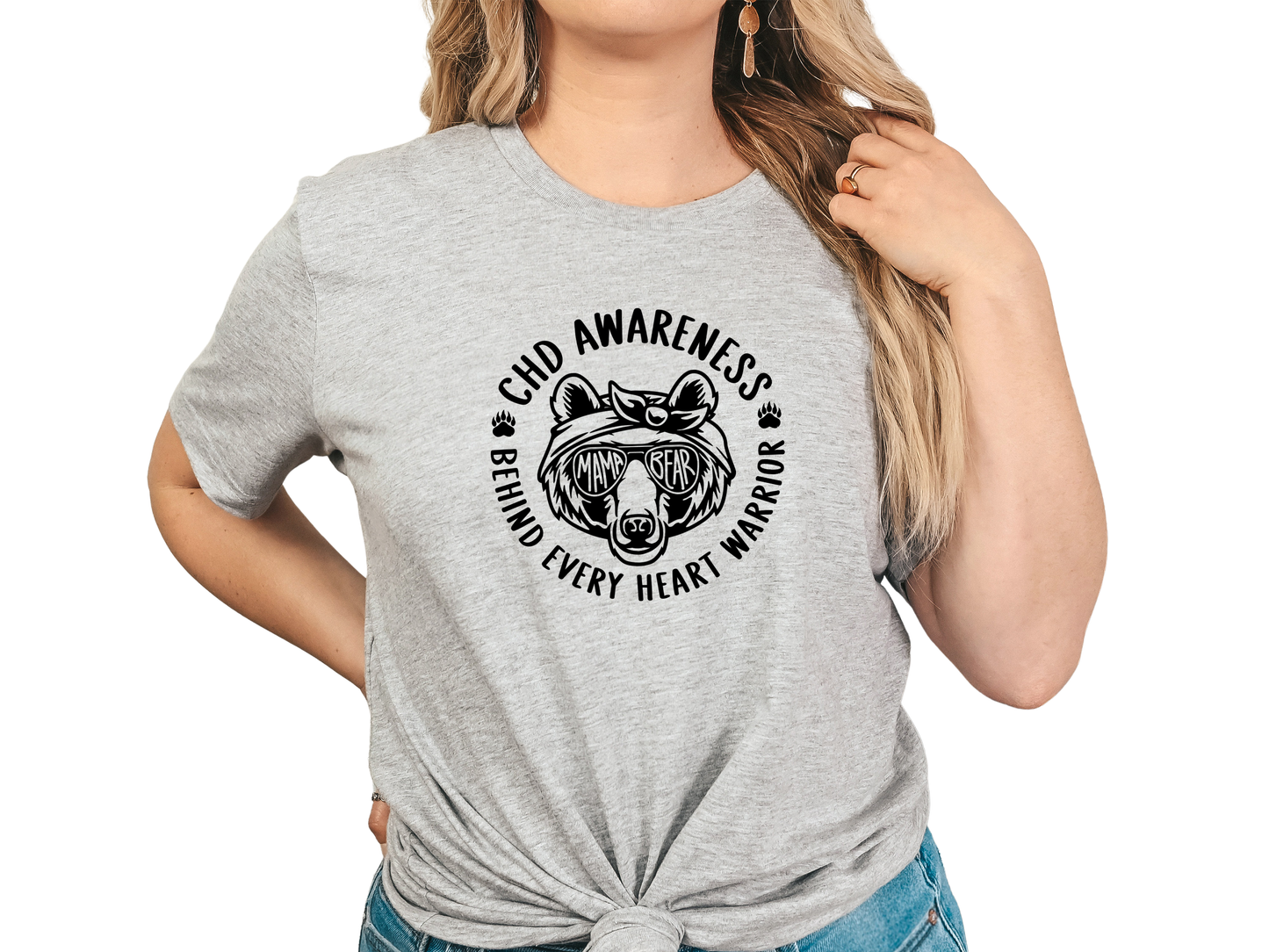 CHD Awareness Heart Mama Bear Tee – Bella Canvas T-Shirt for Heart Moms | Fierce Love + Connection for Every CHD Journey
