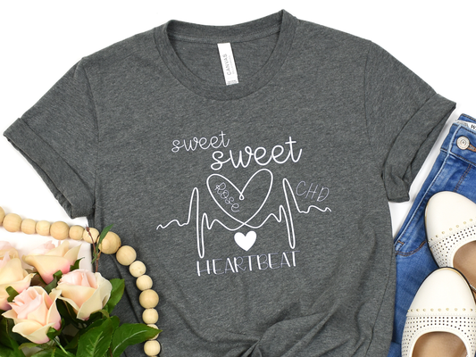 CHD Awareness Shirt for Moms – Premium Bella Canvas Comfort | Wear Your Child's Heart Beat with Pride | Sweet Sweet Heartbeat