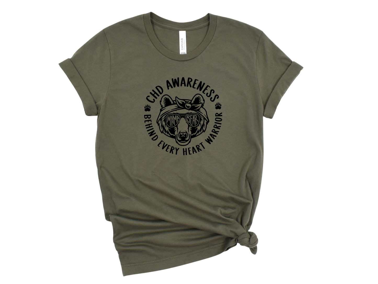 CHD Awareness Heart Mama Bear Tee – Bella Canvas T-Shirt for Heart Moms | Fierce Love + Connection for Every CHD Journey