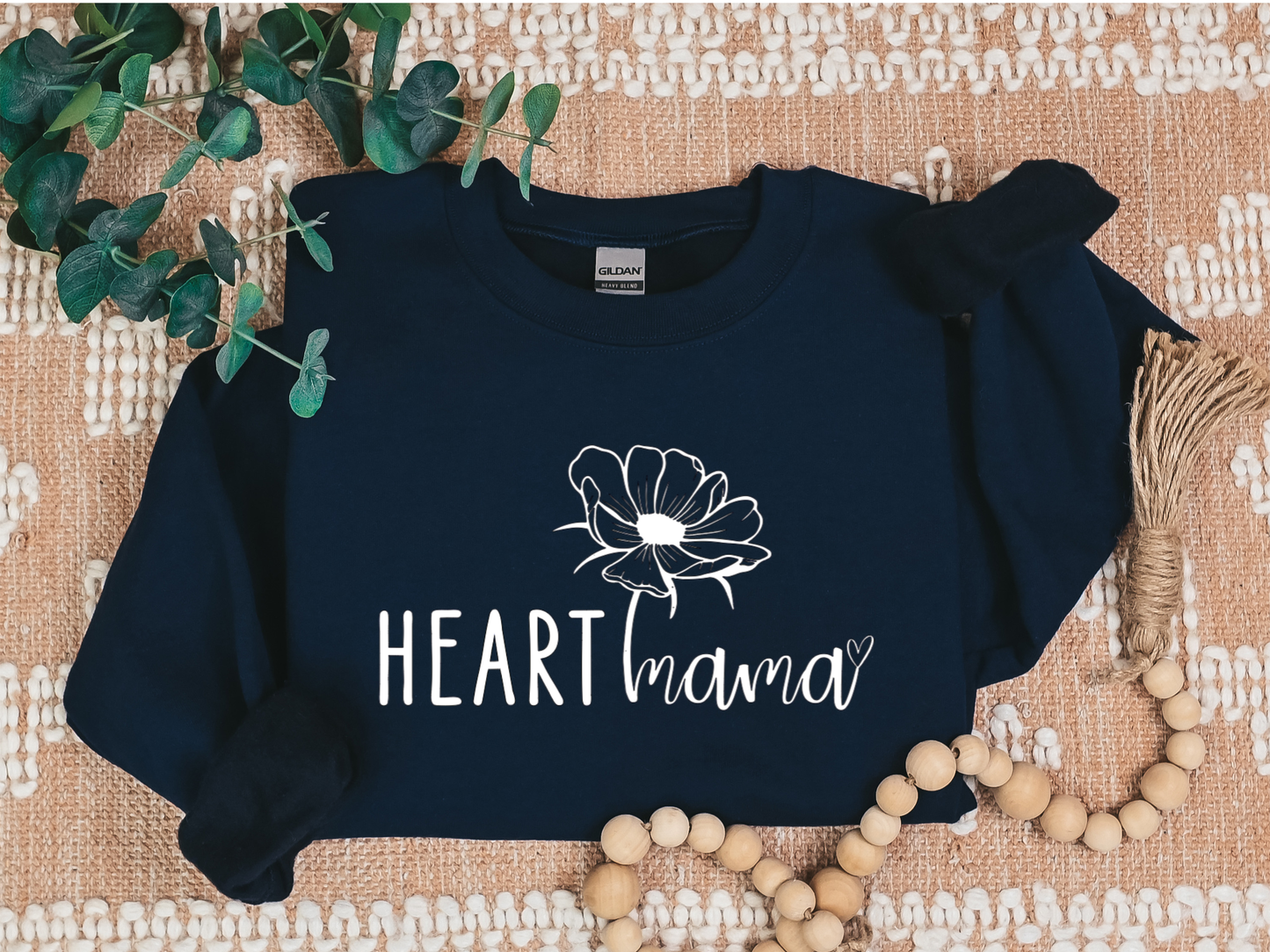 CHD Mama Sweatshirt – Strong Heart Mom Design on Cozy Gildan Crewneck | Represents Your Strength & Support in the CHD Journey-Flower