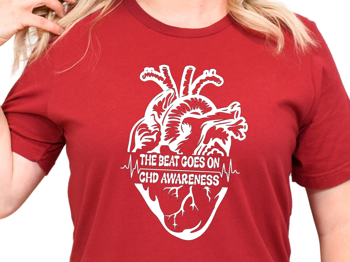 CHD Graphic Tee – Human Heart -The Beat Goes On Awareness Shirt | Celebrate Strength & Resilience in Comfort-For Heart Moms-CHD Families and Supporters-Cardiac Healthcare Workers