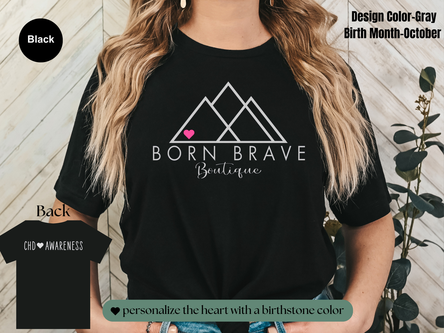 Born Brave Boutique Logo Tee – Personalized Heart Color