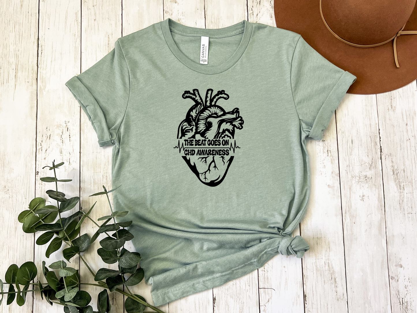 CHD Graphic Tee – Human Heart -The Beat Goes On Awareness Shirt | Celebrate Strength & Resilience in Comfort-For Heart Moms-CHD Families and Supporters-Cardiac Healthcare Workers