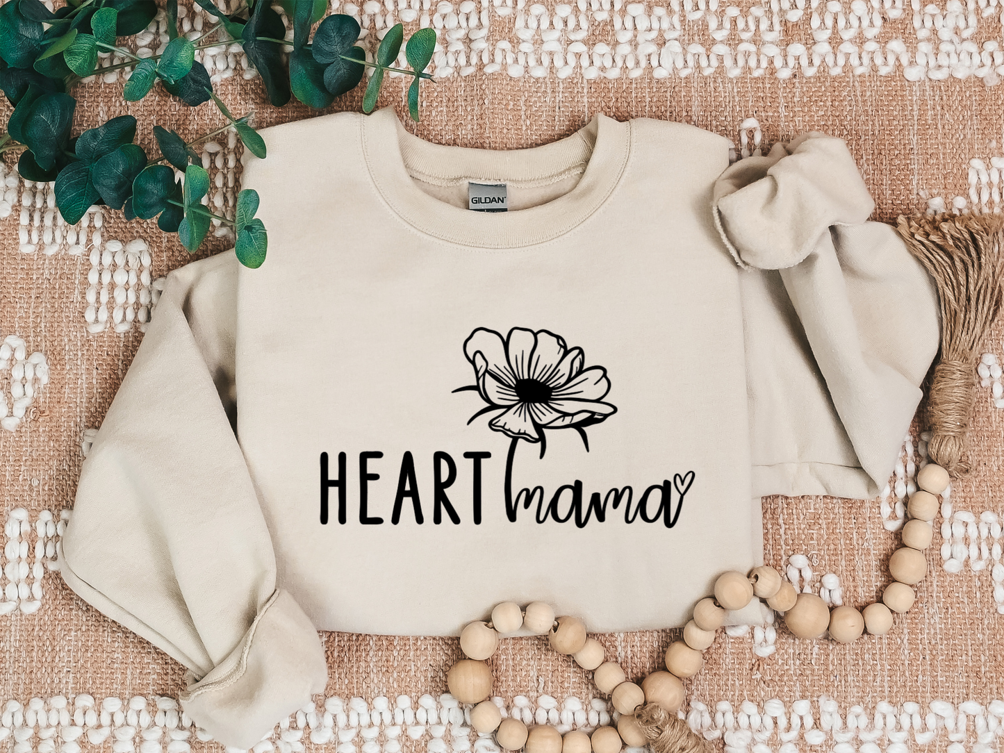 CHD Mama Sweatshirt – Strong Heart Mom Design on Cozy Gildan Crewneck | Represents Your Strength & Support in the CHD Journey-Flower