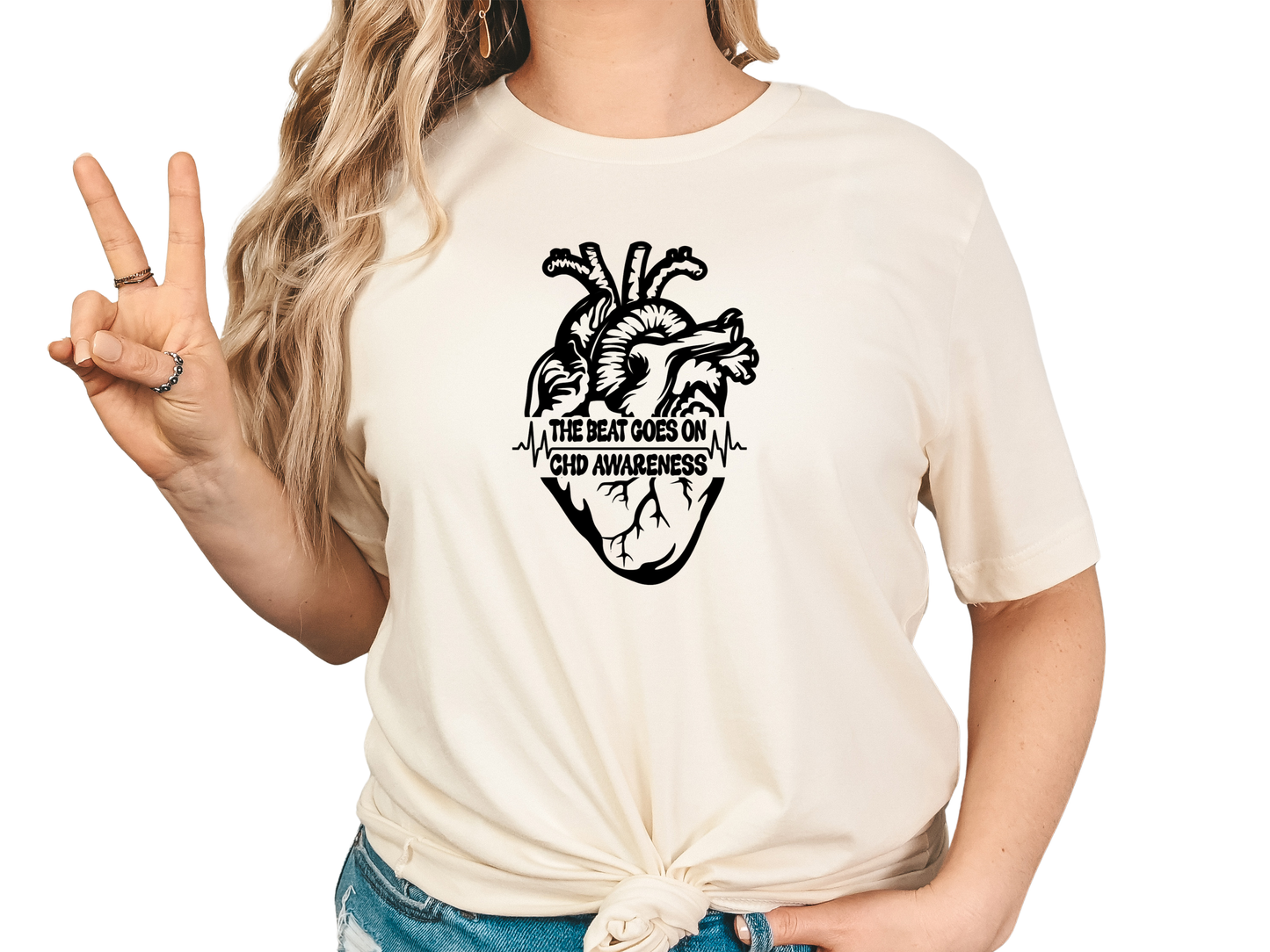CHD Graphic Tee – Human Heart -The Beat Goes On Awareness Shirt | Celebrate Strength & Resilience in Comfort-For Heart Moms-CHD Families and Supporters-Cardiac Healthcare Workers