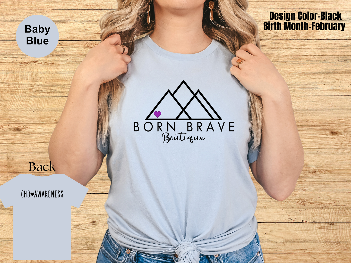 Born Brave Boutique Logo Tee – Personalized Heart Color