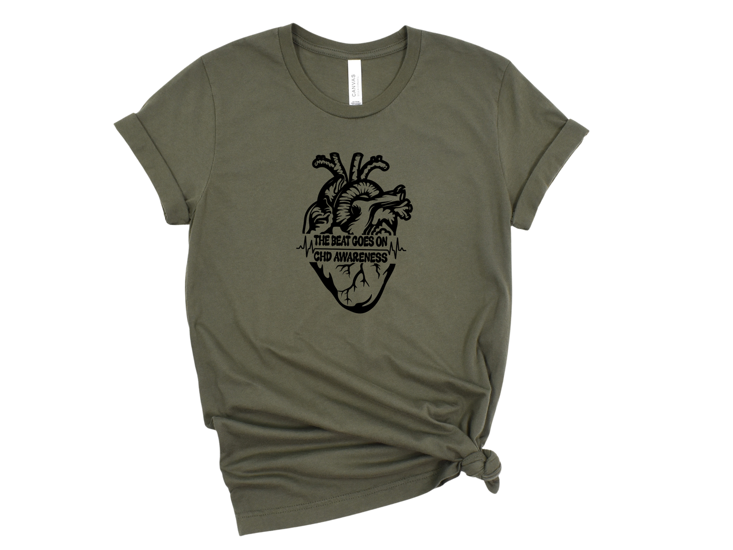CHD Graphic Tee – Human Heart -The Beat Goes On Awareness Shirt | Celebrate Strength & Resilience in Comfort-For Heart Moms-CHD Families and Supporters-Cardiac Healthcare Workers
