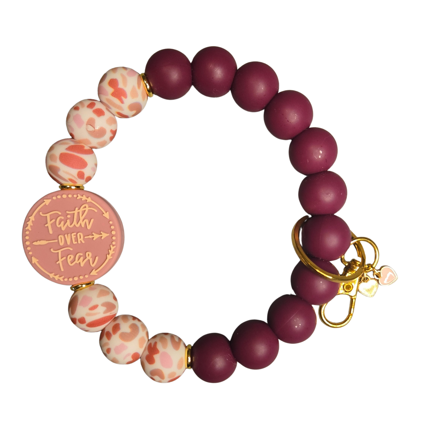 Silicone Wristlet Keychain|Nylon Cord|Faith Over Fear