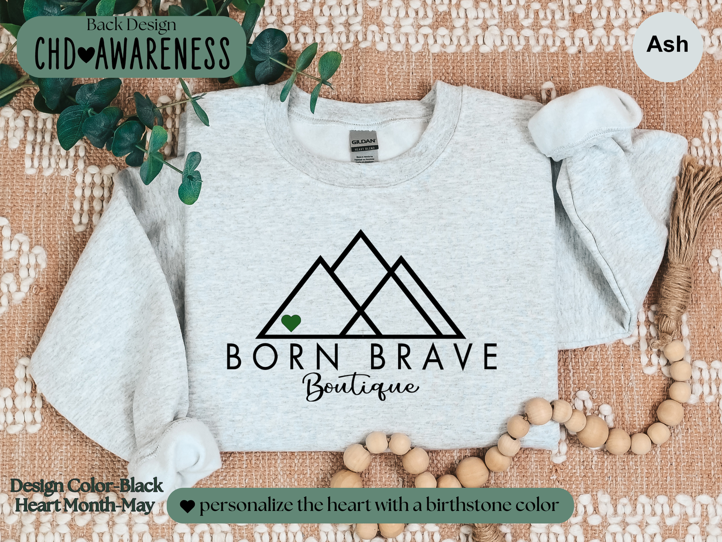 Born Brave Boutique Logo Sweatshirt – Personalized Heart Color
