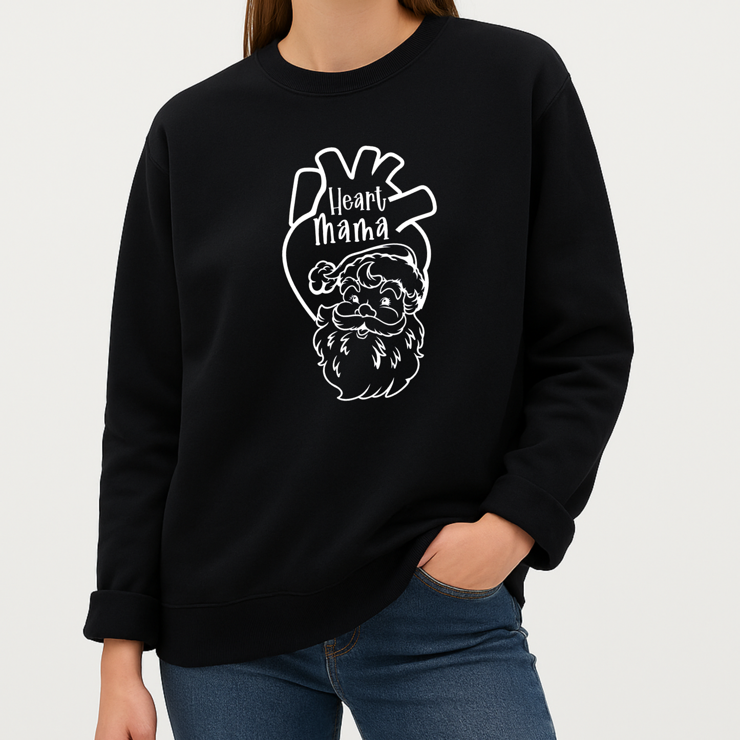 Christmas CHD Awareness Sweatshirt-Santa-Heart Mama