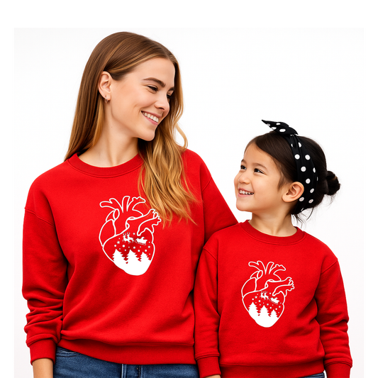 Mommy & Me Toddler Set | Sweatshirts Made for Matching Holiday Memories | Santa Sleigh