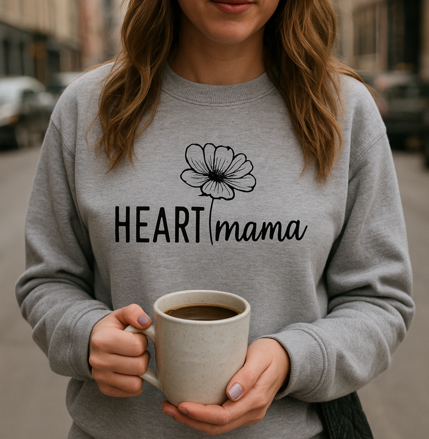 CHD Mama Sweatshirt – Strong Heart Mom Design on Cozy Gildan Crewneck | Represents Your Strength & Support in the CHD Journey-Flower