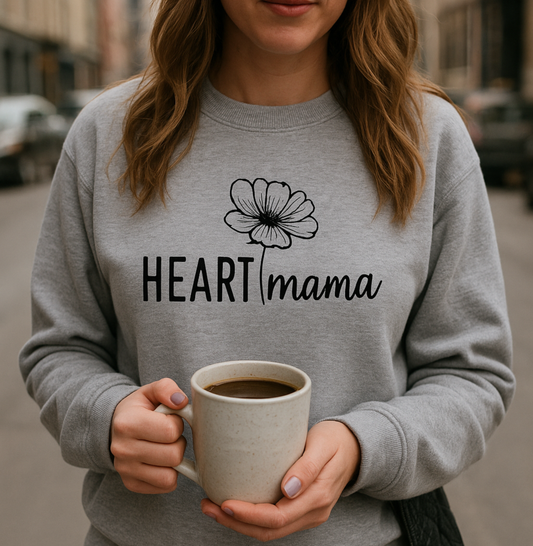 CHD Mama Sweatshirt – Strong Heart Mom Design on Cozy Gildan Crewneck | Represents Your Strength & Support in the CHD Journey-Flower