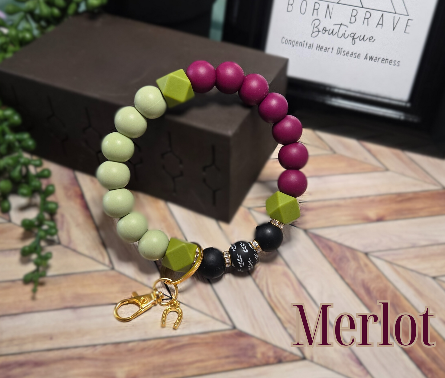 Wristlet-Silicone Beads-Merlot