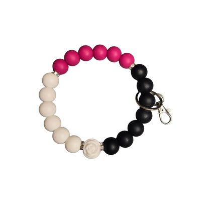 Silicone Wristlet Keychain|Nylon Cord|Rose