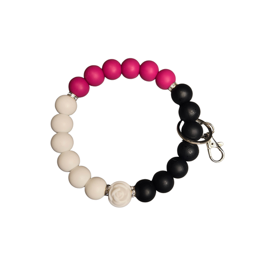 Silicone Wristlet Keychain|Nylon Cord|Rose