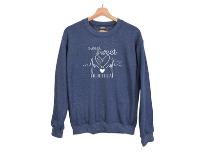 CHD Awareness Crew-Neck for Moms – Premium Gildan Sweatshirt | Wear Your Child's Heart Beat with Pride | Sweet Sweet Heartbeat