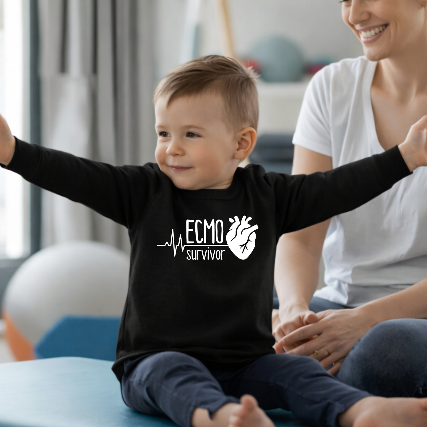 ECMO Survivor CHD Awareness Sweatshirt | Heart Warrior-Kids