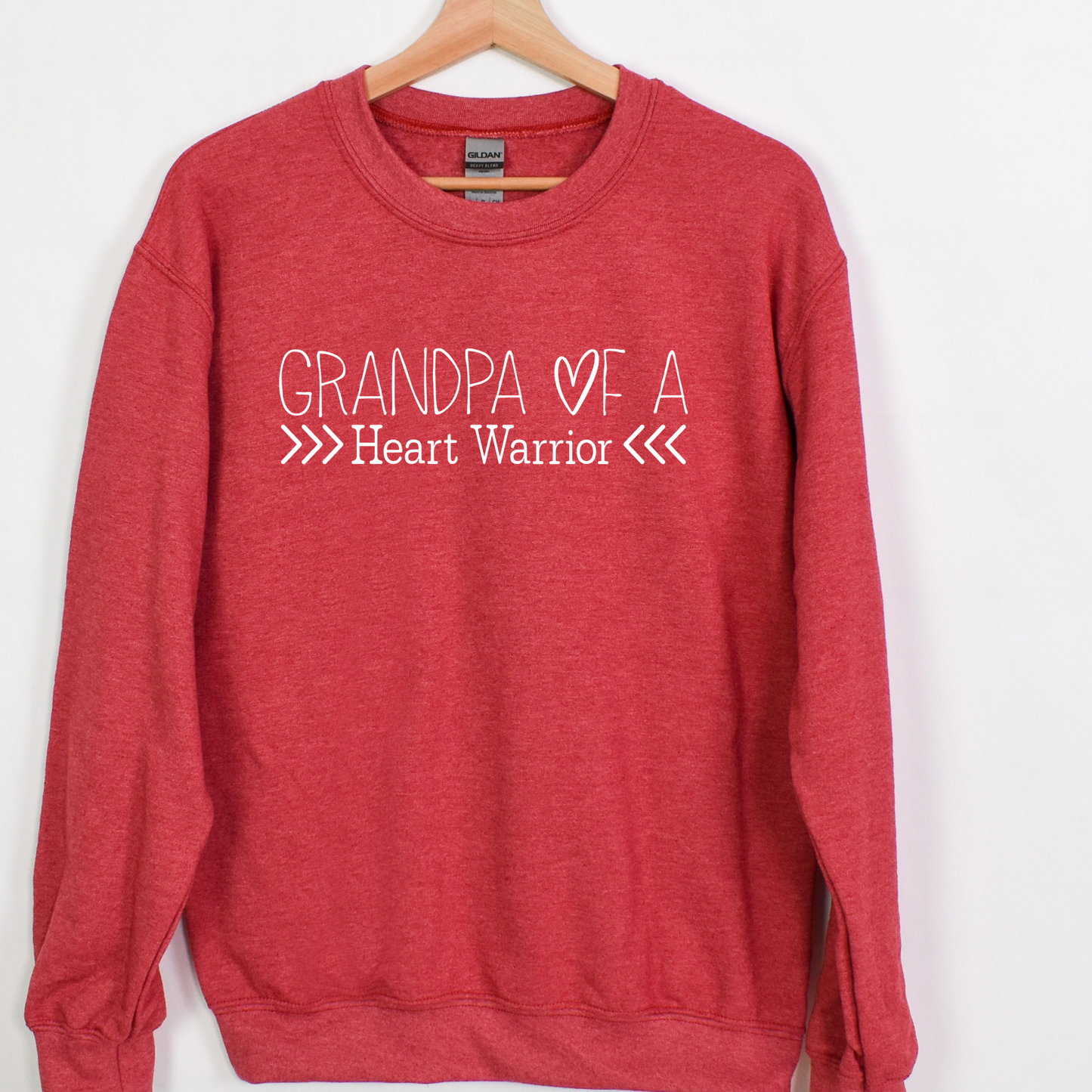 Heart Warrior Grandpa Sweatshirt – Personalized Gildan Crewneck | CHD Awareness