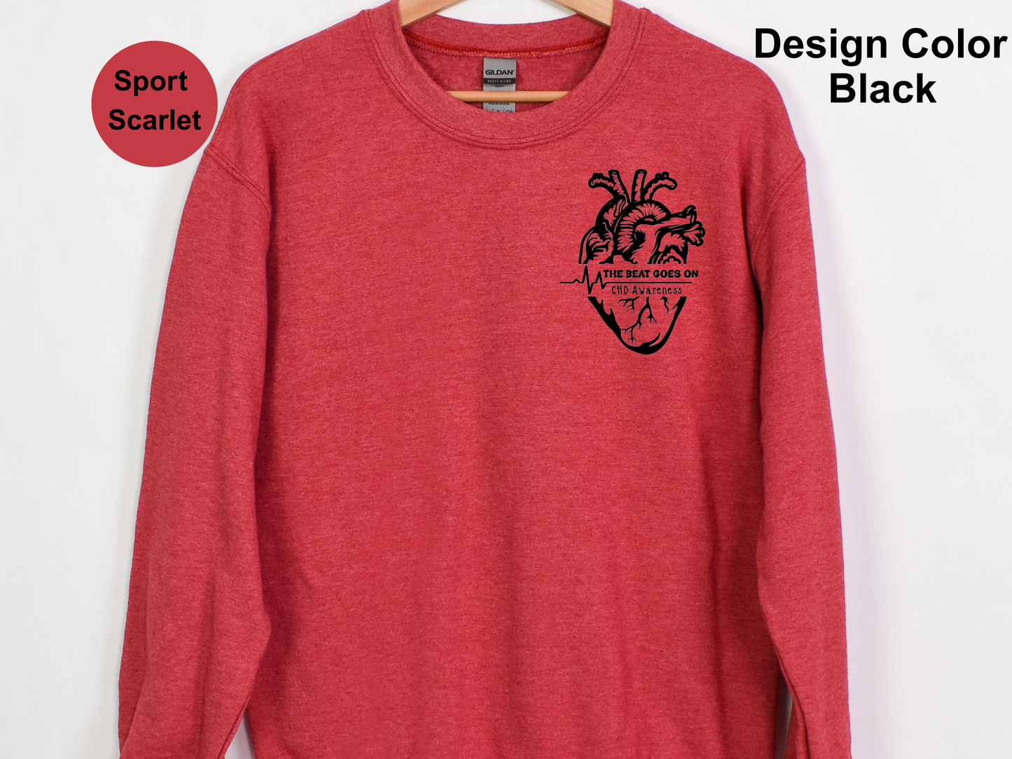 The Beat Goes On-CHD Awareness-Sweatshirt-Left Chest Placement