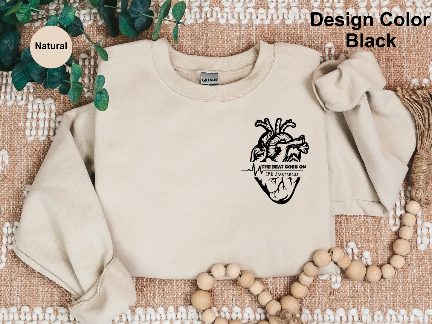 The Beat Goes On-CHD Awareness-Sweatshirt-Left Chest Placement