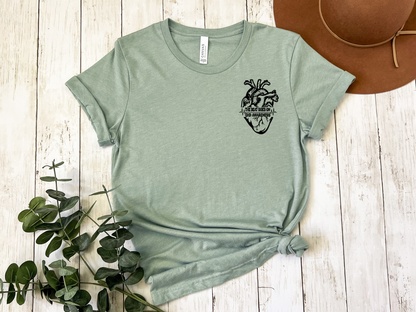 CHD Graphic Tee – Human Heart -The Beat Goes On Awareness Shirt | Celebrate Strength & Resilience in Comfort-For Heart Moms-CHD Families and Supporters-Cardiac Healthcare Workers