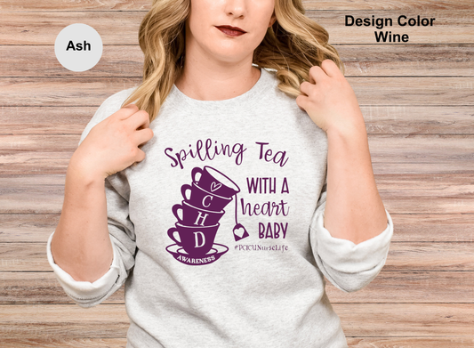 Spillin' Tea-CHD Awareness Sweatshirt