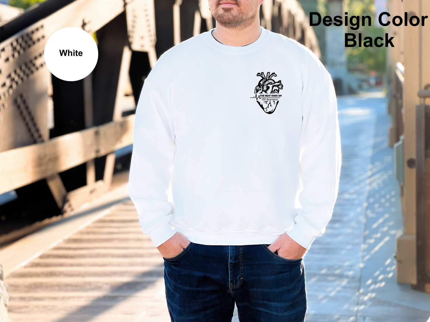 The Beat Goes On-CHD Awareness-Sweatshirt-Left Chest Placement
