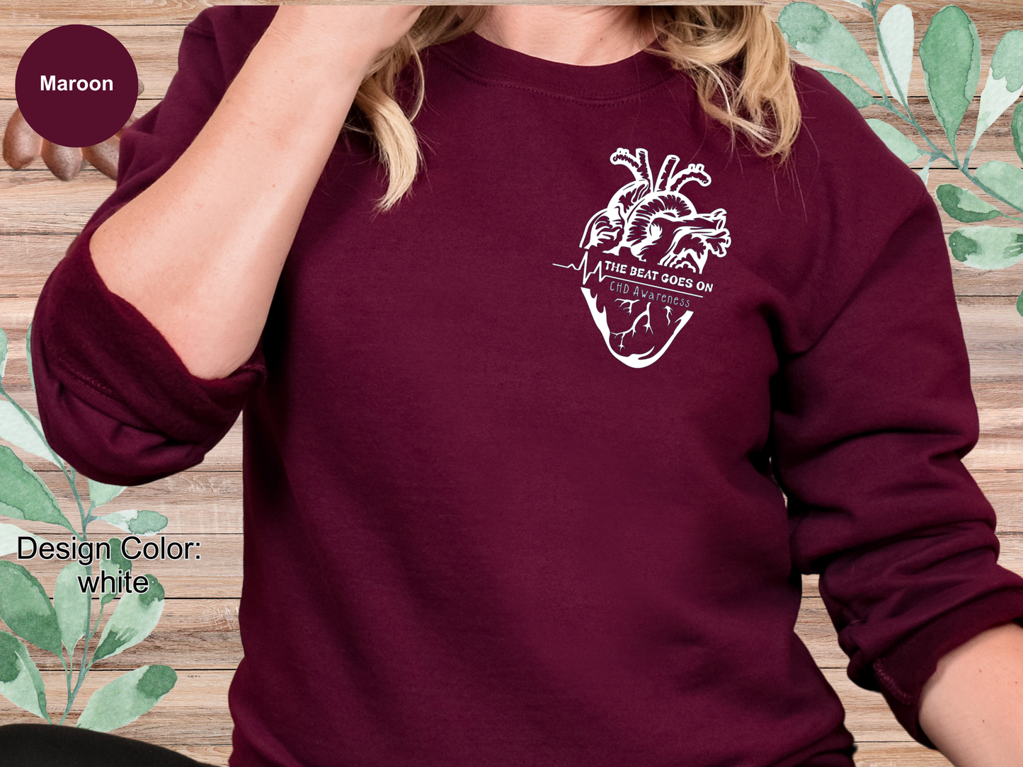 The Beat Goes On-CHD Awareness-Sweatshirt-Left Chest Placement