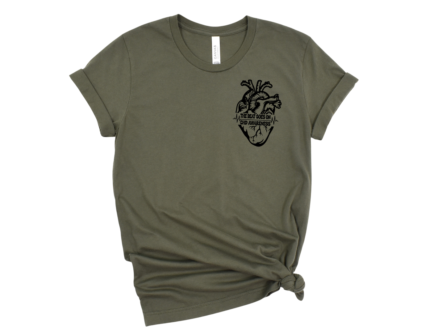 CHD Graphic Tee – Human Heart -The Beat Goes On Awareness Shirt | Celebrate Strength & Resilience in Comfort-For Heart Moms-CHD Families and Supporters-Cardiac Healthcare Workers