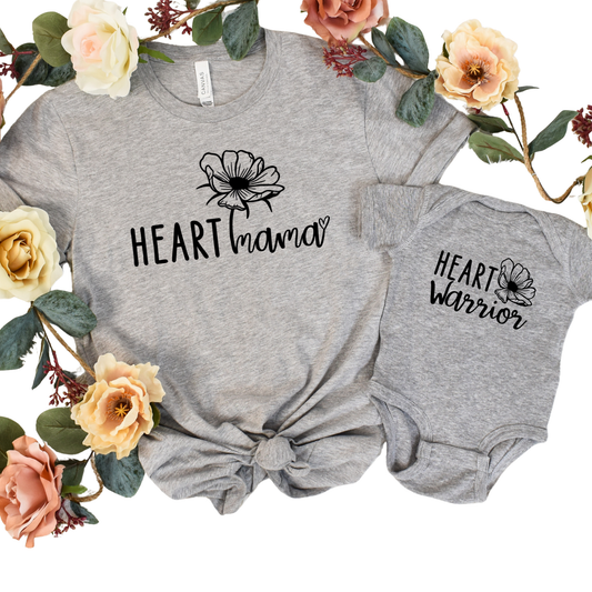 Heart Mama+Heart Warrior-Mommy & Me Onesie Set | Shirts Made for Matching Memories