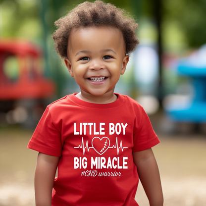 Little Boy- Big Miracles|CHD Awareness Heart Warrior Tee