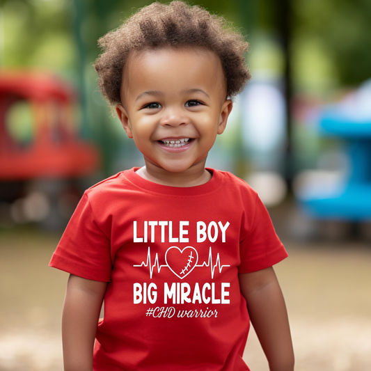 Little Boy- Big Miracles|CHD Awareness Heart Warrior Tee