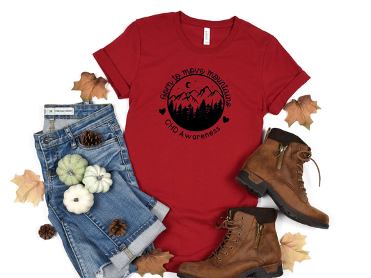 CHD Awareness Shirt – “Born to Move Mountains” Bella Canvas Tee | Comfort + Connection for Proud Heart Moms & CHD Supporters