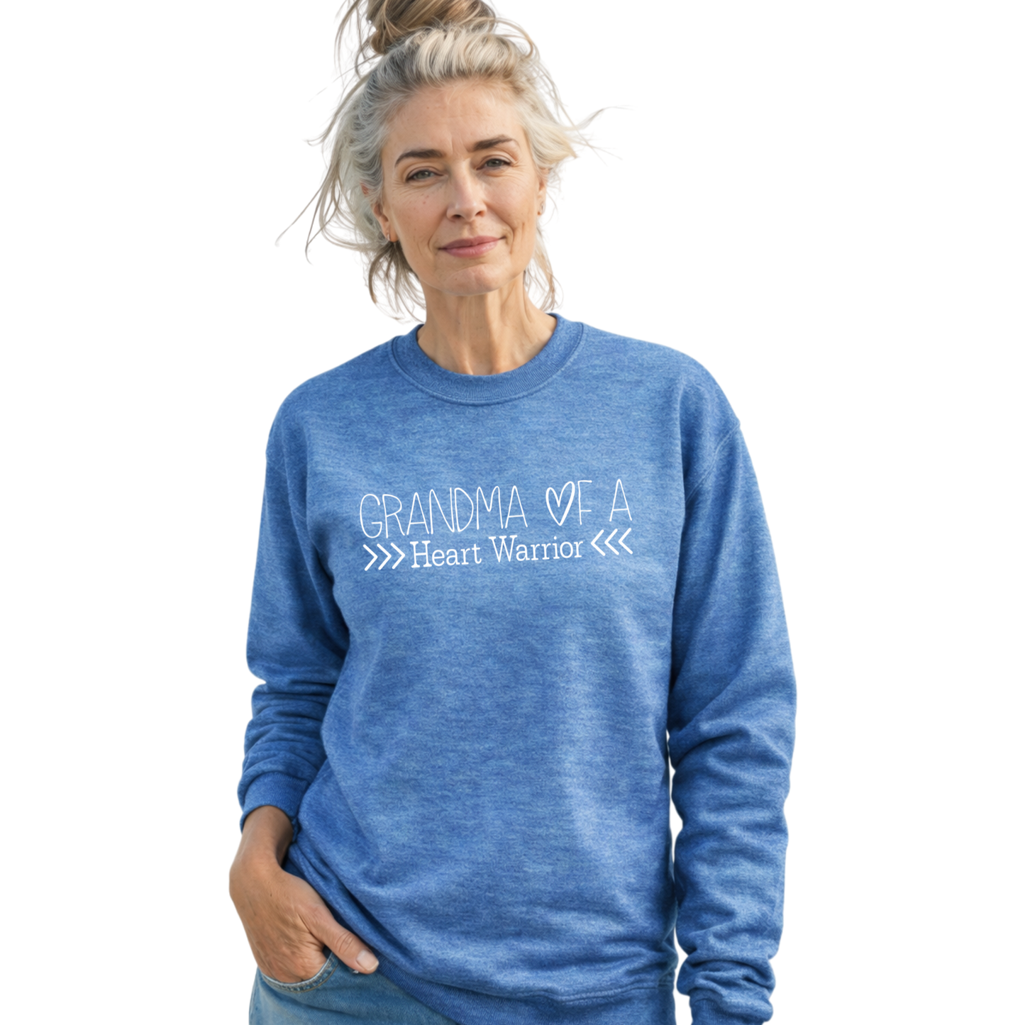 Heart Warrior Grandma Sweatshirt – Personalized Gildan Crewneck | CHD Awareness