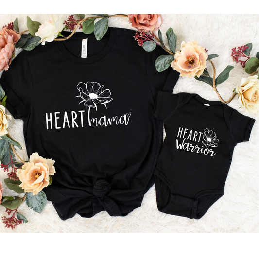 Heart Mama+Heart Warrior-Mommy & Me Onesie Set | Shirts Made for Matching Memories