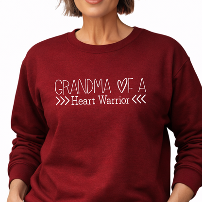 Heart Warrior Grandma Sweatshirt – Personalized Gildan Crewneck | CHD Awareness